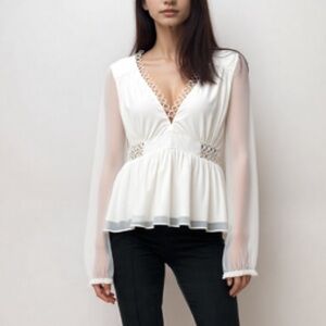 Express flowy bubble sleeve boho chiffon top ❤️